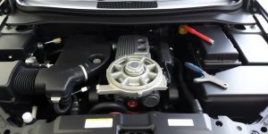 2014 Ford Taurus engine, water pump visible